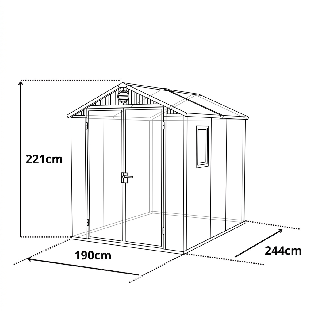 4,6m² Darwin 6x8 Műanyag kerti tároló