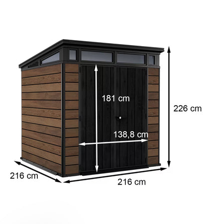 4,7m² Signature PENT 7x7 Műanyag kerti tároló (Dió)